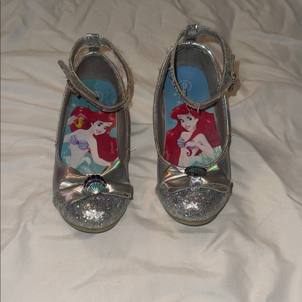 Girls Silver Glitter Ariel Mary Jane Shoes